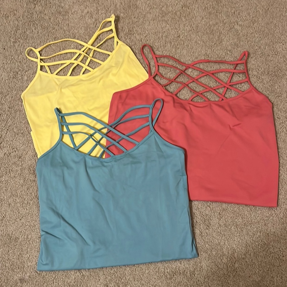 3 Zenana Outfitters Criss Cross Tank Tops